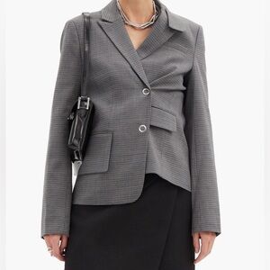 Tibi Auguste Single-Breasted Checked Blazer Jacket Size 0